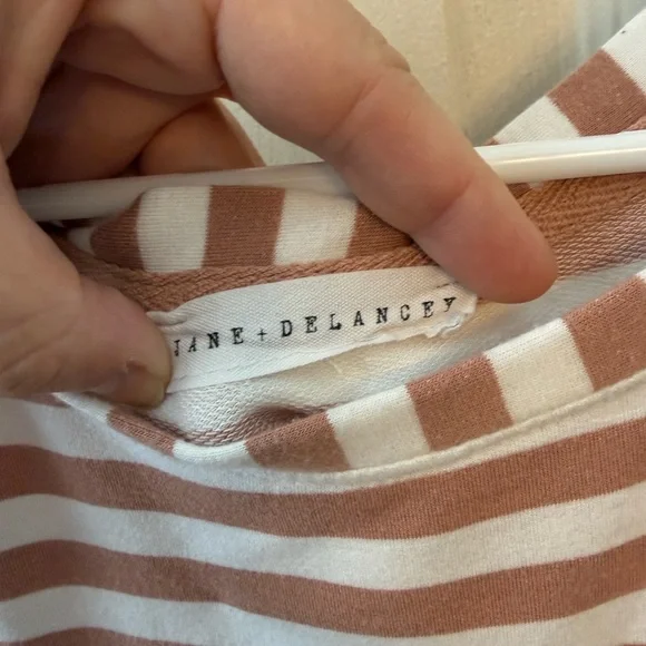 Jane + Delancey Blush Pink Striped Dolman Sleeve Top Casual Boho Scoop Neck Tee - Picture 3 of 8